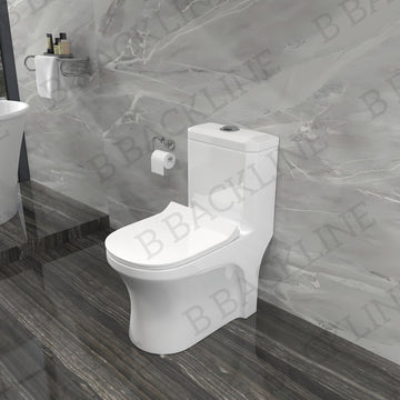 B Backline Ceramic One-Piece Washdown Toilet Western Commode White Color