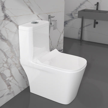 B Backline Ceramic Floor Mounted One-Piece Toilet Syphonic Western Commode White Color