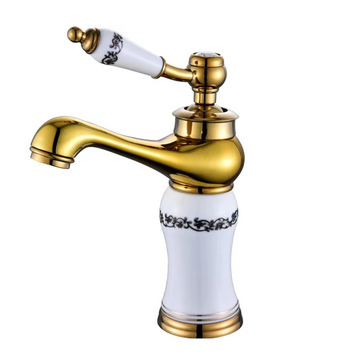 B Backline Brass Gold White Color Wash Basin Hot & Cold Basin Mixer Tap