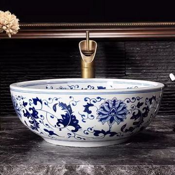 B Backline Ceramic Table Top Wash Basin 40x40 cm Moroccan Design