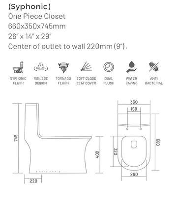 B Backline Ceramic One-Piece Western Toilet Commode S-Trap Outlet Is From Floor 9 Inches Distance Toilet White Color
