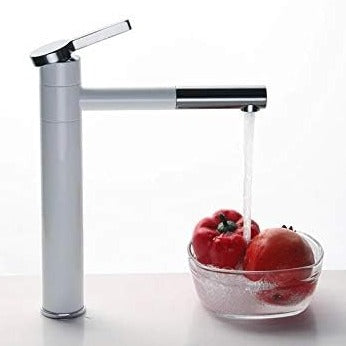 B Backline Brass Bathroom Mixer Tap Basin Taps Long Body White Silver