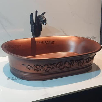 B Backline Ceramic Table Top Wash Basin 21.5 X 14.5 X 5 Inches