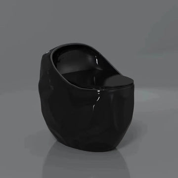 B Backline Ceramic One Piece Western Toilet Syphonic Flushing With Soft Close Toilet Seat - 12" S Trap Outlet Is From Floor(Black Glossy)