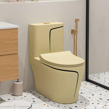 B Backline Ceramic Floor Mounted One Piece Water Closet Commode Western Toilet Syphonic Flushing Bathrooms S Trap Outlet Is From Floor , 12 Inches From Wall To Trap