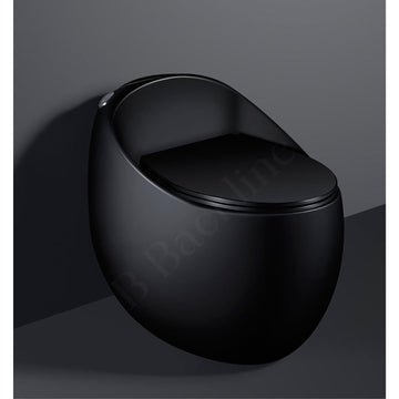 B Backline Ceramic One-Piece Western Toilet Commode With Tank S Trap Commode Syphonic Flushing System Black Glossy Finish