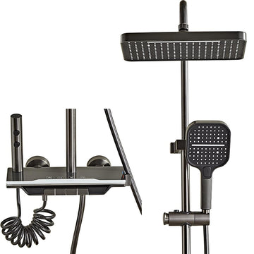 B Backline Luxury Shower Panel With Set Rainfall Shower For Bathrooms (Grey)