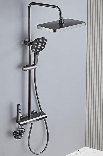 B Backline Luxury Shower Panel With Set Rainfall Shower For Bathrooms (Grey Matt)