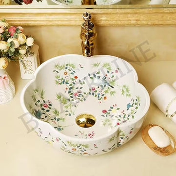 B BACKLINE Ceramic Table Top Vessel Sink Wash Basin 41 X 41 X 14 Cm