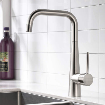 B Backline Single Lever Kitchen Sink Mixer with 360 Swivel Spout Brushed Nickle