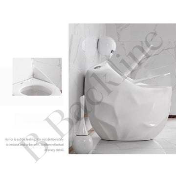 B Backline Ceramic One Piece Western Toilet/Water Closet/Commode Syphonic Flushing/European Commode With Soft Close Toilet Seat - 12" S Trap Outlet Is From Floor (White)