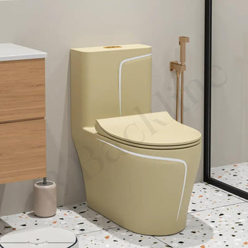 B Backline Ceramic Floor Mounted One Piece Water Closet Commode Western Toilet Syphonic Flushing Bathrooms S Trap Outlet Is From Floor , 12 Inches From Wall To Trap