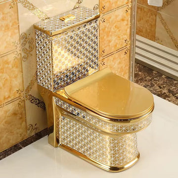 B Backline Ceramic Western Commode One-Piece Toilet Golden Color S-Trap