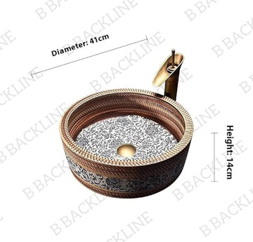 B BACKLINE Ceramic Table Top Vessel Sink Wash Basin 41 X 41 X 14 Cm (Matt Finish)
