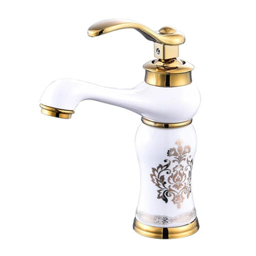 B Backline Brass White Gold Color Wash Basin Hot & Cold Basin Mixer Tap