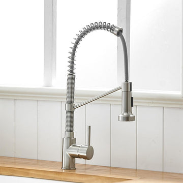 B Backline Brass Kitchen Sink Mixer Tap/Faucet Pull-Out, Dual Flow Sprays 360° Rotatable Kitchen (Brushed Nickle)