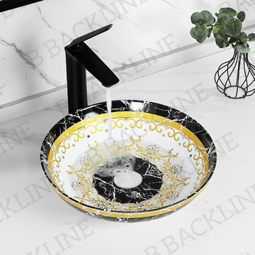 B Backline Ceramic Moroccan  Table Top, Counter Top Wash Basin 41 X 41 X 13 Cm