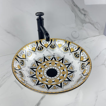 B Backline Ceramic Table Top, Counter Top Wash Basin 16 x 16 x 5 Inch