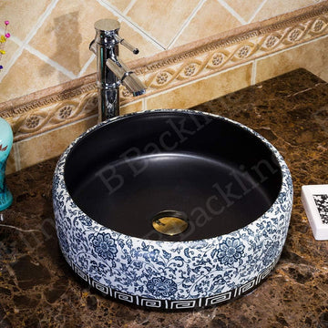 B Backline Ceramic Moroccan Table Top, Counter Top Wash Basin