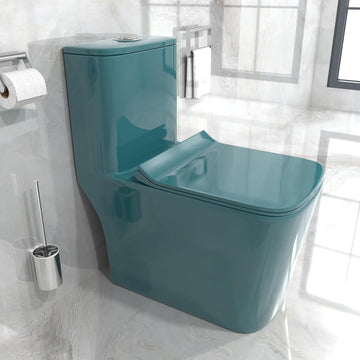 B Backline Ceramic Western One-Piece Toilet Commode Green Glossy Color S-Trap