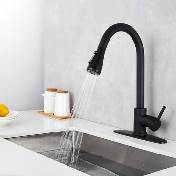 B Backline Brass Kitchen Tap Faucet Pull Out Kitchen Faucet Multi Functional Tap Single Hole 360 Degree black kitchen faucet (Black)