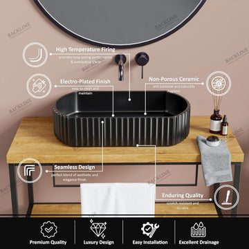 B Backline Ceramic Table Top, Counter Top Wash Basin 20 X 12.3 X 4.5 Inches