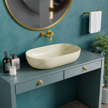 B Backline Ceramic Table Top Wash Basin 61x41 cm Beige matt
