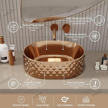 B Backline Ceramic Table Top, Counter Top Wash Basin 18 X 13.5 X 5.5 Inches