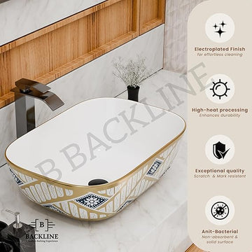 B Backline Ceramic Wash Basin | Designer Table Top wash basin | Countertop Basin For Livingroom & BathroomHome/Office/Hotels 46 X 32 X 13.5 Cm