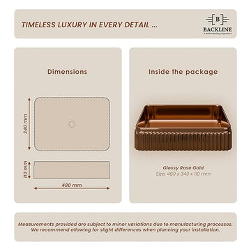 B Backline Ceramic Table Top, Counter Top Wash Basin 19 X 13.5 X 4.5 Inches