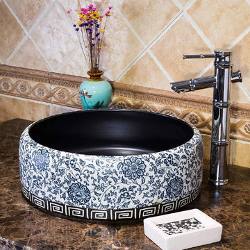 B Backline Ceramic Moroccan Table Top, Counter Top Wash Basin