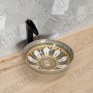 B Backline Moroccan Wash Basin | Table Top Wash Basin For Bathroom 41 X 41 X 12.5 Cm