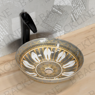 B Backline Moroccan Wash Basin | Table Top Wash Basin For Bathroom 41 X 41 X 12.5 Cm