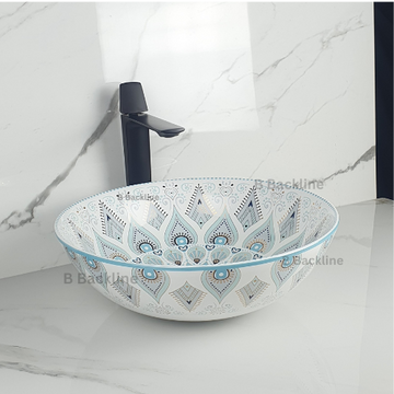 B Backline Ceramic Table Top, Counter Top Wash Basin Black 39 X 39 X 14 Cm