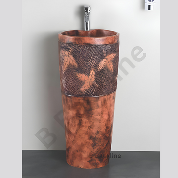 B Backline Ceramic Pedestal Free Standing Wash Basin Round 15 Inch