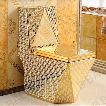 B Backline Ceramic One Piece Western Toilet Commode Gold Color S-Trap 12"