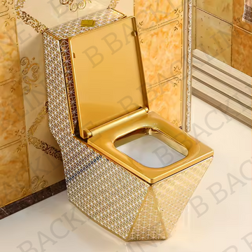 B Backline Ceramic One Piece Western Toilet Commode Gold Color S-Trap 12"