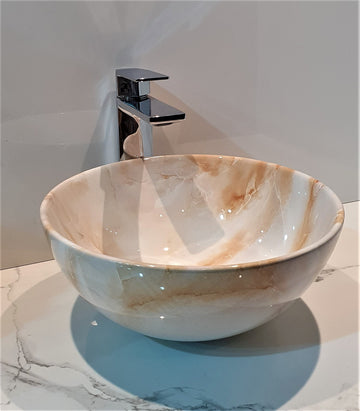 B Backline Ceramic Premium Designer Table Top Over Counter Vessel Sink Above Counter top Wash Basin for Bathroom 13 x 13 x 5 Inch