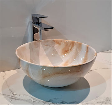 B Backline Ceramic Premium Designer Table Top Over Counter Vessel Sink Above Counter top Wash Basin for Bathroom 13 x 13 x 5 Inch