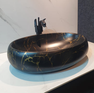 B Backline Ceramic Table Top Wash Basin 60x40 cm Black matt