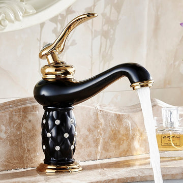 B Backline Brass Wash Basin Hot & Cold Basin Mixer Tap Black Gold Color