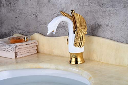 Buy Brass Wash Basin Hot & Cold Basin Mixer Tap White Gold Color at Bathoutlet.in