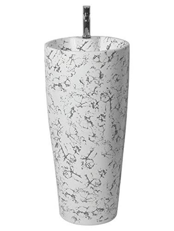 B Backline Ceramic Pedestal Free Standing Wash Basin 15 x 15 x 34 Inch White