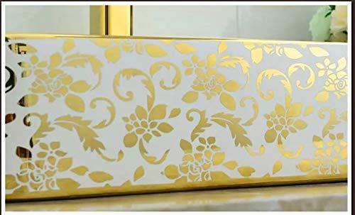 Ceramic Premium Desisgner Table Top Over Counte Vessel Sink Wash Basin for Bathroom 19 X 14 X 5 Inches Gold White Basin For Bathroom - Bath Outlet