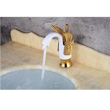Buy Brass Wash Basin Hot & Cold Basin Mixer Tap White Gold Color at Bathoutlet.in