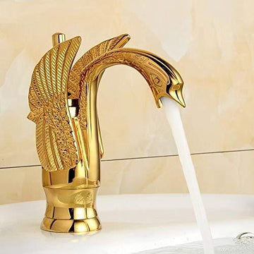 Buy Brass Wash Basin Hot & Cold Basin Mixer Tap Golden Color at Bathoutlet.in