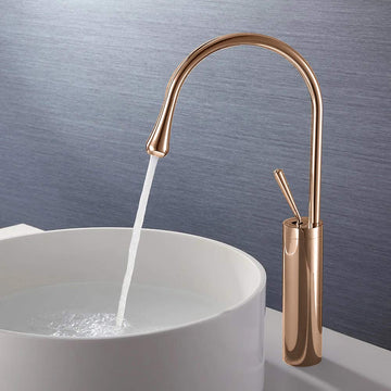B Backline Single Lever Basin Mixer Tap Brass High Neck Long Body Sink Faucet For Bathroom Rosegold