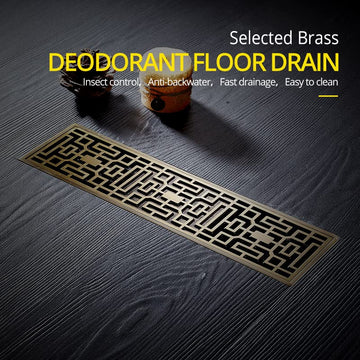 B Backline Bathroom Floor Water Drain Grating with Anti-Foul Cockroach Trap Antique Finish 12" X 4" Inches