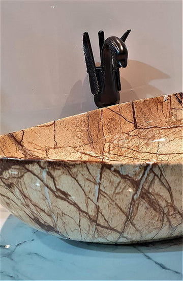 B Backline Ceramic Table Top, Counter Top Wash Basin 21 X 15 X 6 Inch