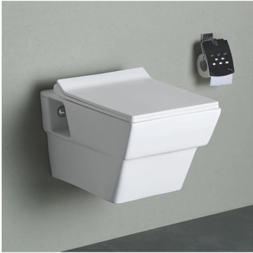 B Backline Ceramic Wall Mount Wall Hung Western Toilet Commode 21 X 15 X 14 INCHES WHITE